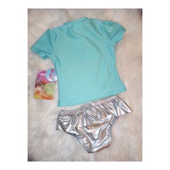 Freestyle Revolution Girls' Believe Rash Guard 2pc Set Swimwear, 12 Months - Picture 8 of 8